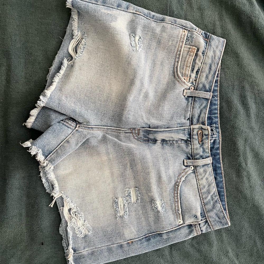 Time and Tru Light Blue Distressed Denim Shorts